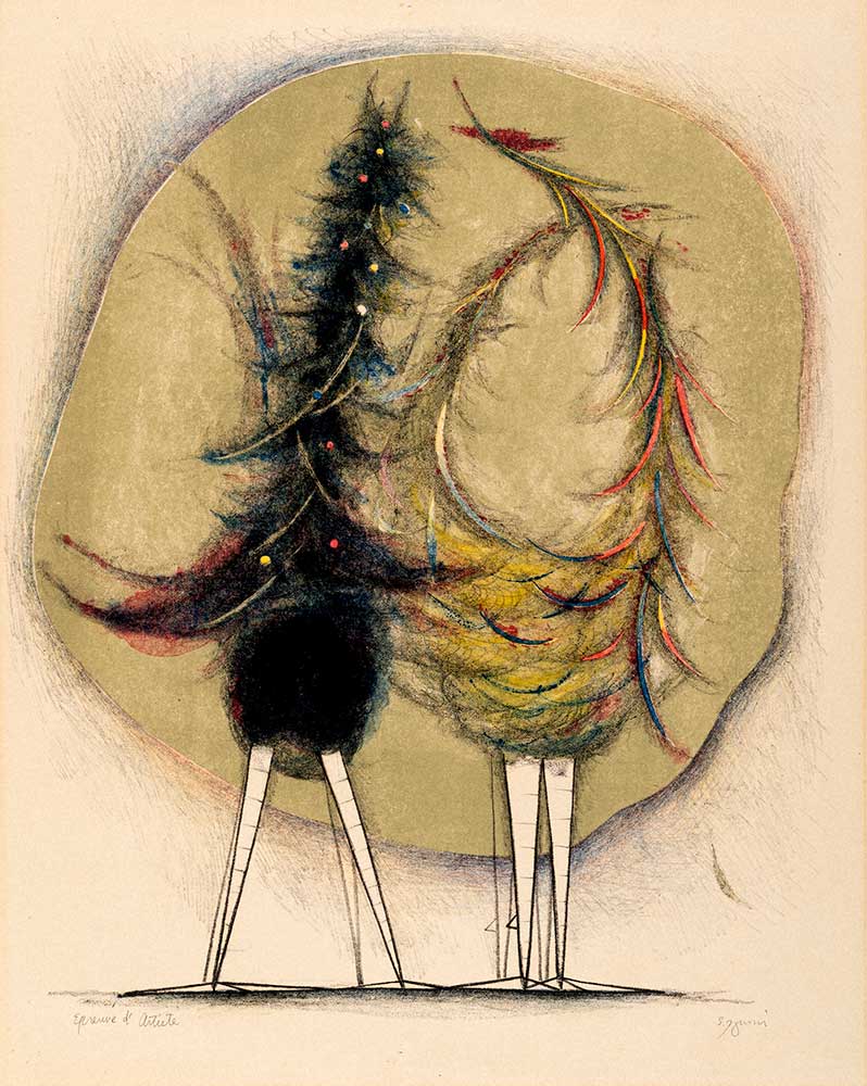 格安国産瑛九「散歩A」（1969年刷：池田満寿夫) 銅版画、エッチング